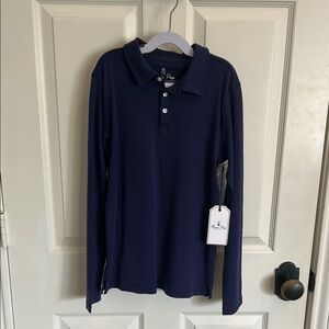 Classic Prep Navy Long Sleeve Polo Shirt